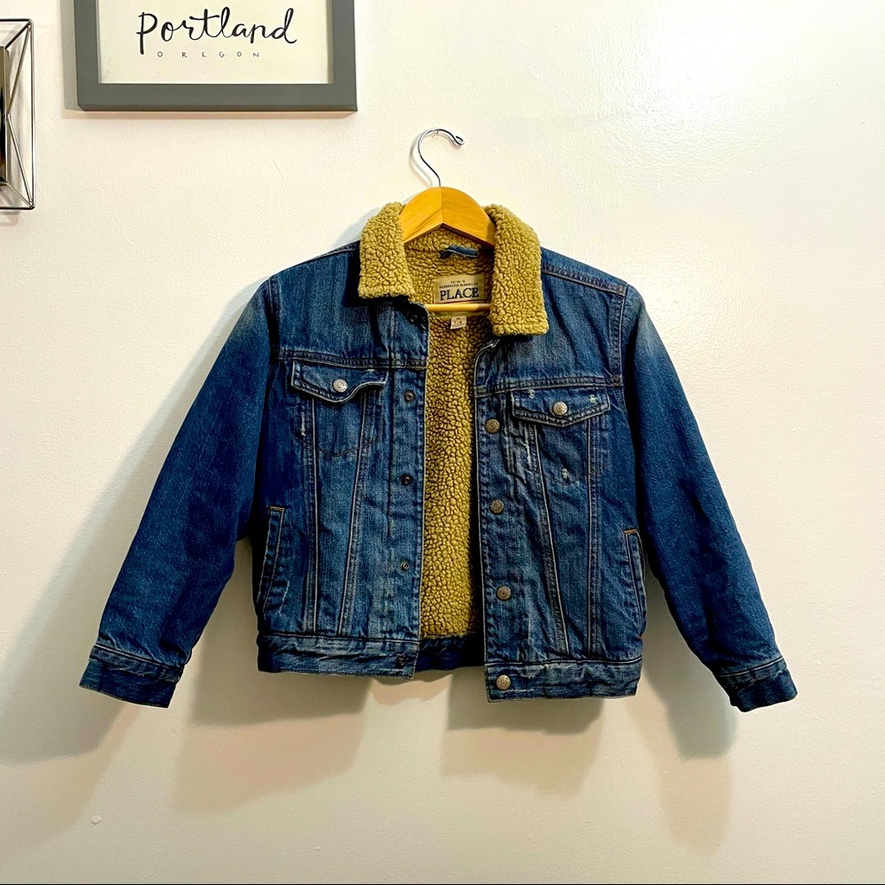 Sherpa Lined Cropped Denim Jacket